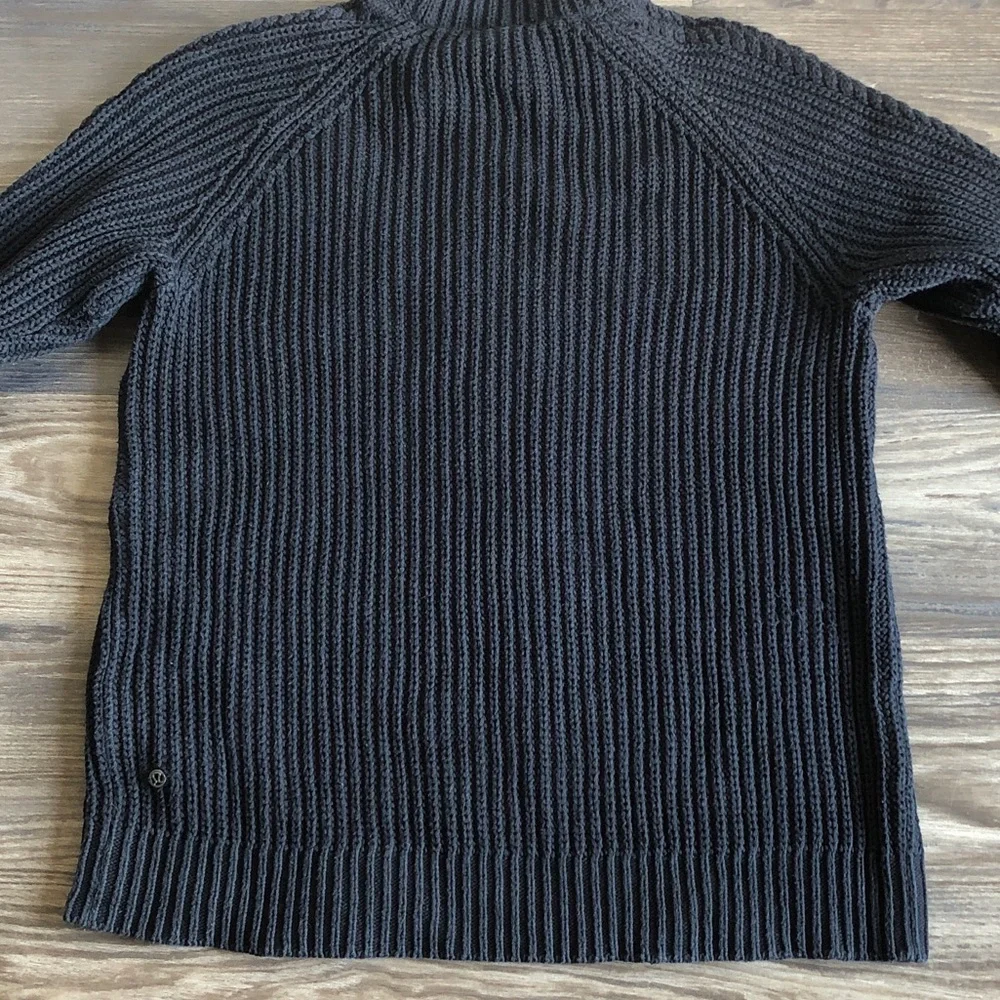 Lululemon Bring The Cozy Sweater Black Cotton Cable Knit Turtleneck